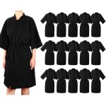 ramede 15 Pcs Salon Client Gown Robes Cape Kimono Style Hair Stylist Smock Salon Robes for Clients(Black)
