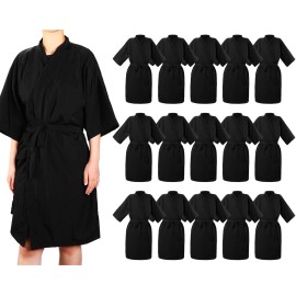 ramede 15 Pcs Salon Client Gown Robes Cape Kimono Style Hair Stylist Smock Salon Robes for Clients(Black) ramede 15 Pcs Salon Client Gown Robes Cape Kimono Style Hair Stylist Smock Salon Robes for Clients(Black)
