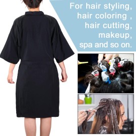 ramede 15 Pcs Salon Client Gown Robes Cape Kimono Style Hair Stylist Smock Salon Robes for Clients(Black)