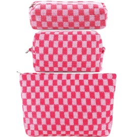 ZLFSRQ 3Pcs Checkered Makeup Bag for Women Large Small Checkered Cosmetic Bag Set Cute Aesthetic Pink Makeup Pouch for Purse Travel Toiletry Bags Preppy Pencil Bags Zipper Skincare Storage Organizer ZLFSRQ 3Pcs Checkered Makeup Bag for Women Large Small Checkered Cosmetic Bag Set Cute Aesthetic Pink Makeup Pouch for Purse Travel Toiletry Bags Preppy Pencil Bags Zipper Skincare Storage Organizer