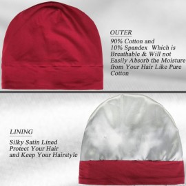 Heywhose 4 Pieces Satin Lined Sleep Bonnet - Adjustable Sleeping Cap Slouchy Beanie Hat for Curly Hair