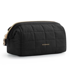 BAGSMART Makeup Bag Travel Toiletry Bag, Puffy Padded Make Up Bags for Women Makeup Organizer Case, Wide-open Pouch Purse Travel Essentials Toiletries Accessories Brushes, Black BAGSMART Makeup Bag Travel Toiletry Bag, Puffy Padded Make Up Bags for Women Makeup Organizer Case, Wide-open Pouch Purse Travel Essentials Toiletries Accessories Brushes, Black