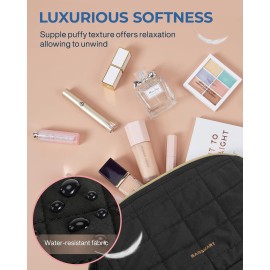 BAGSMART Makeup Bag Travel Toiletry Bag, Puffy Padded Make Up Bags for Women Makeup Organizer Case, Wide-open Pouch Purse Travel Essentials Toiletries Accessories Brushes, Black BAGSMART Makeup Bag Travel Toiletry Bag, Puffy Padded Make Up Bags for Women Makeup Organizer Case, Wide-open Pouch Purse Travel Essentials Toiletries Accessories Brushes, Black