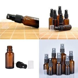 UPSTORE 6Pcs 15ml/0.5oz Amber Glass Spray Bottles Empty Refillable Fine Mist Spray Bottles Travel Size Storage Container Vials for Essential Oils Aromatherapy Perfume Cosmetic Sprays