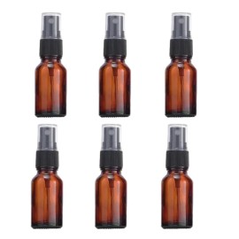 UPSTORE 6Pcs 15ml/0.5oz Amber Glass Spray Bottles Empty Refillable Fine Mist Spray Bottles Travel Size Storage Container Vials for Essential Oils Aromatherapy Perfume Cosmetic Sprays