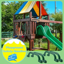 Restroma 4 Pieces Kids Playground Safety Handles Playground Grab Handle Bars Playground Accessories Equipment for Kids Outdoor Playset Backyard Playhouse Tree House Jungle Gym (Green)
