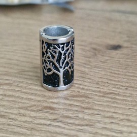 VALHALLA Opening Viking Beard Bead for Men 1pcs, Viking Hair Accessories 8x12x20mm, Tree of Life, Silver Stainless Steel Large