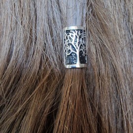 VALHALLA Opening Viking Beard Bead for Men 1pcs, Viking Hair Accessories 8x12x20mm, Tree of Life, Silver Stainless Steel Large