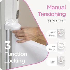 Perma Child Safety Indoor Outdoor Ultimate Retractable Baby Gate, 38.6 Tall Extends to 79 Wide, White