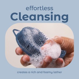 MainBasics Silicone Body Scrubber - Dual-Sided Shower & Scalp Scrubber, Gentle Silicone Loofah Alternative for Deep Clean (Dark Blue, Scalp) MainBasics Silicone Body Scrubber - Dual-Sided Shower & Scalp Scrubber, Gentle Silicone Loofah Alternative for Deep Clean (Dark Blue, Scalp)