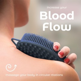 MainBasics Silicone Body Scrubber - Dual-Sided Shower Scrubber with Massage Nodes, Silicone Loofah Alternative for Deep Clean (Dark Blue, Massage) MainBasics Silicone Body Scrubber - Dual-Sided Shower Scrubber with Massage Nodes, Silicone Loofah Alternative for Deep Clean (Dark Blue, Massage)