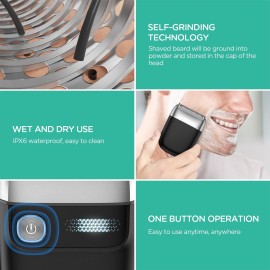 VOYOR Foil Shaver 2 in 1 Double Shavers for Men,Portable Electric Razor with Rechargeable Foil Razor Multifunction Grooming Barber Shaver IPX6 Washable Travel Shavers ER300 (Silver)