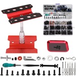 RC Car Repair Work Stand 652 PCS Screw Kit with Srew Tray RC Repair Kit Universal RC Screw Set for Arrma Redcat Traxxas Axial HPI Losi 1/8 1/10 1/12 1/16 Scale RC Cars Trucks Crawler