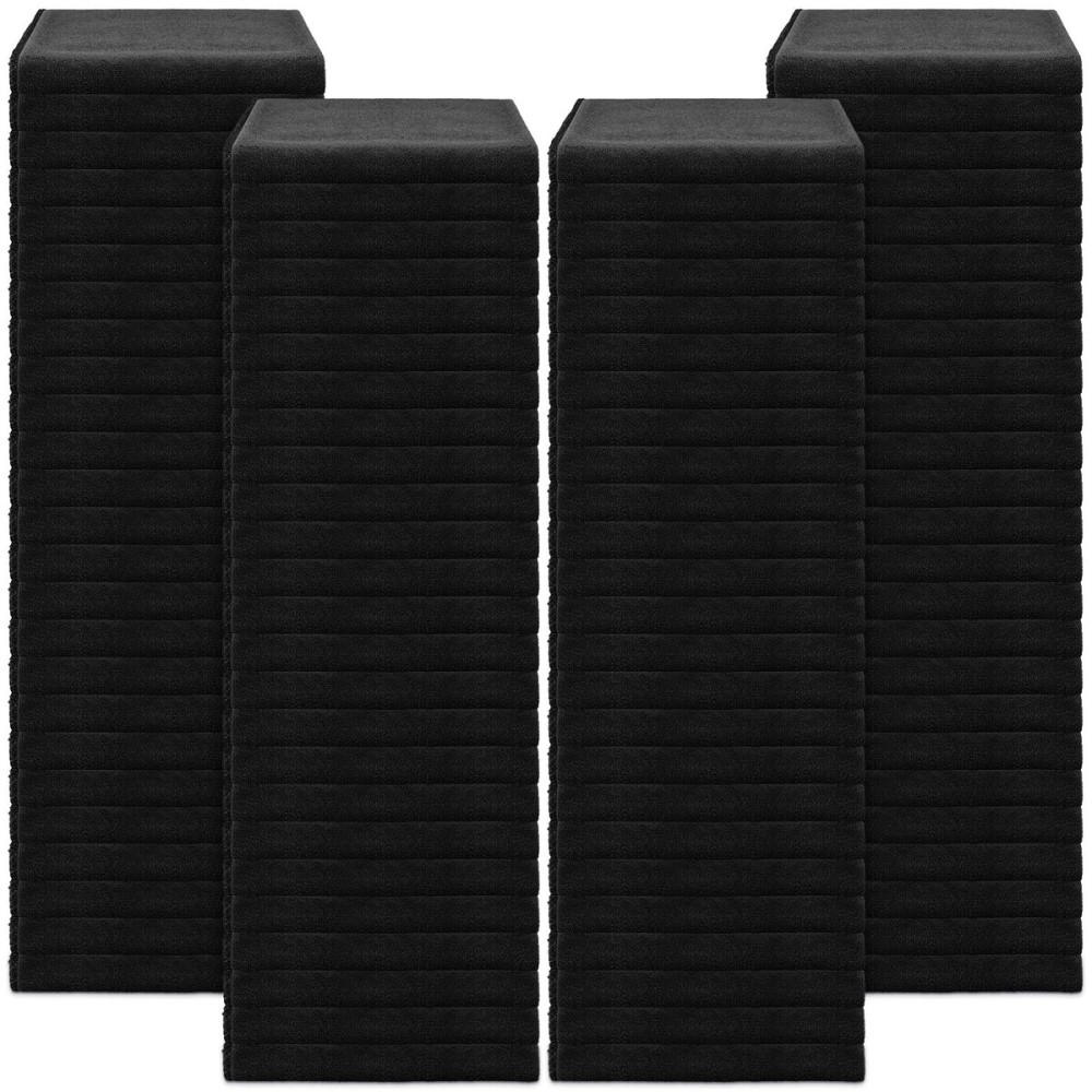 Newwiee 100 Pieces Large Black Microfiber Salon Towels Bulk 16 x 27 Inch Absorbent Hair Drying Towels Bleach Proof Hand Towels Salon Towels Set for Gym Bath Spa Shaving Shampoo Home