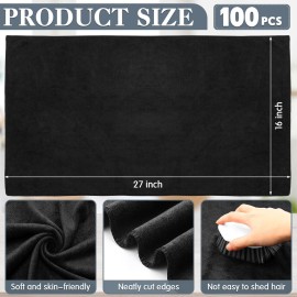 Newwiee 100 Pieces Large Black Microfiber Salon Towels Bulk 16 x 27 Inch Absorbent Hair Drying Towels Bleach Proof Hand Towels Salon Towels Set for Gym Bath Spa Shaving Shampoo Home