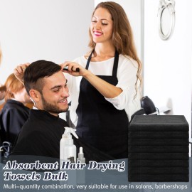 Newwiee 100 Pieces Large Black Microfiber Salon Towels Bulk 16 x 27 Inch Absorbent Hair Drying Towels Bleach Proof Hand Towels Salon Towels Set for Gym Bath Spa Shaving Shampoo Home