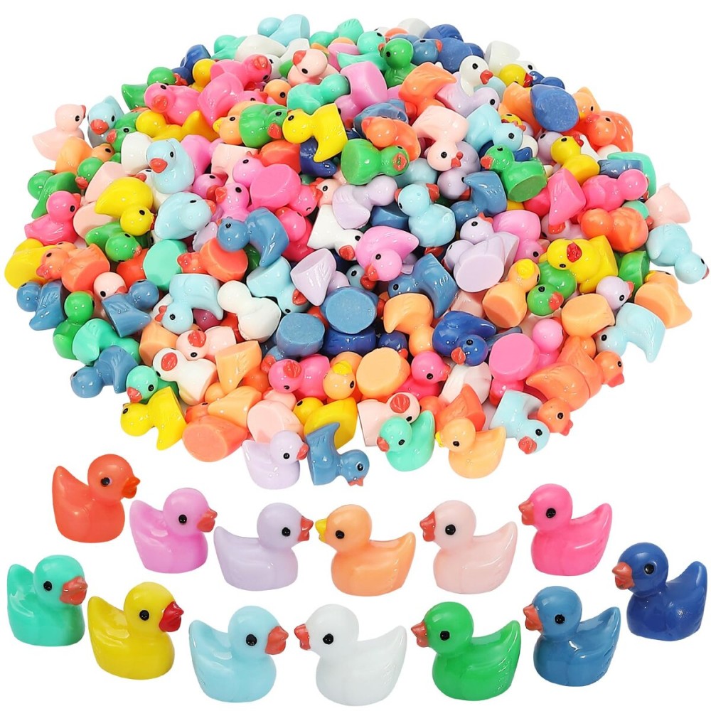 Rachan260 Pcs Mini Ducks Bulk Multicolor Resin Duck Figurines for Miniature Landscape Garden Aquarium Potted Ornament Home Hide Prank Game Dollhouse Decor School Activity