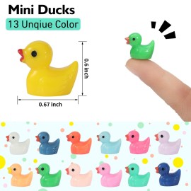 Rachan260 Pcs Mini Ducks Bulk Multicolor Resin Duck Figurines for Miniature Landscape Garden Aquarium Potted Ornament Home Hide Prank Game Dollhouse Decor School Activity