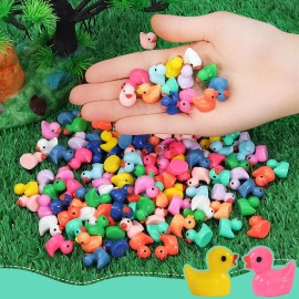 Rachan260 Pcs Mini Ducks Bulk Multicolor Resin Duck Figurines for Miniature Landscape Garden Aquarium Potted Ornament Home Hide Prank Game Dollhouse Decor School Activity