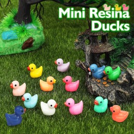 Rachan260 Pcs Mini Ducks Bulk Multicolor Resin Duck Figurines for Miniature Landscape Garden Aquarium Potted Ornament Home Hide Prank Game Dollhouse Decor School Activity