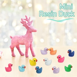 Rachan260 Pcs Mini Ducks Bulk Multicolor Resin Duck Figurines for Miniature Landscape Garden Aquarium Potted Ornament Home Hide Prank Game Dollhouse Decor School Activity