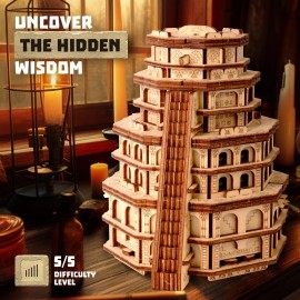 ESC WELT Quest Tower - 3D Escape Room Puzzle Box - Brain Teaser for Adults & Teens - Eco-Friendly Wooden Escape Game with Hidden Compartment