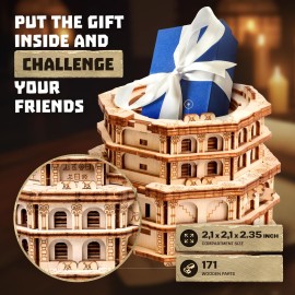 ESC WELT Quest Tower - 3D Escape Room Puzzle Box - Brain Teaser for Adults & Teens - Eco-Friendly Wooden Escape Game with Hidden Compartment