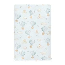 vvfelixl Crib Sheets for Boys Hot Air Balloon Rabbits Mouse Toddler Baby Girl Sheets for Crib,Neutral Mini Crib Nursery Mattress Sheets Fitted,Crib Mattress Soft & Breathable 52 * 28 * 9In White