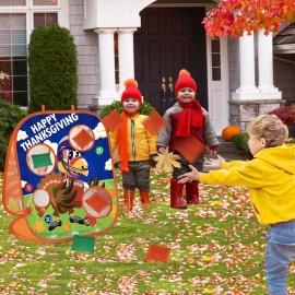 Thanksgiving Bean Bag Toss Games for Kids, Football Turkey Double-Sided Collapsible Cornhole Board Thanksgiving Games Toys for Boys Girls Family Outdoor Indoor Yard Games Party Favors Supplies Gifts