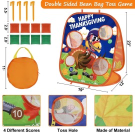Thanksgiving Bean Bag Toss Games for Kids, Football Turkey Double-Sided Collapsible Cornhole Board Thanksgiving Games Toys for Boys Girls Family Outdoor Indoor Yard Games Party Favors Supplies Gifts