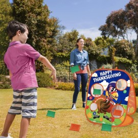 Thanksgiving Bean Bag Toss Games for Kids, Football Turkey Double-Sided Collapsible Cornhole Board Thanksgiving Games Toys for Boys Girls Family Outdoor Indoor Yard Games Party Favors Supplies Gifts
