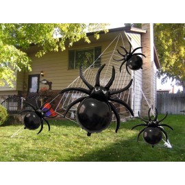 12PCS Halloween Black Spider balloons - 33 Giant and 17.2 Small Spiders Foil Balloon for Halloween Decoration Day of Death New Year Birthday Spooky Party Supplier