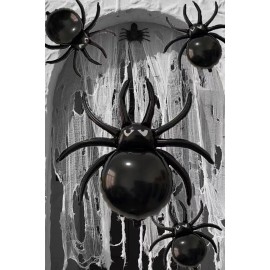 12PCS Halloween Black Spider balloons - 33 Giant and 17.2 Small Spiders Foil Balloon for Halloween Decoration Day of Death New Year Birthday Spooky Party Supplier