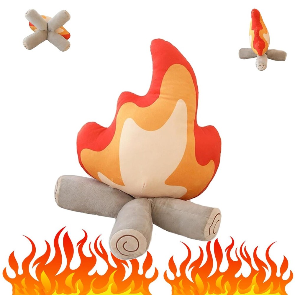 Funny Campfire Plush,17.7 in Simulation Fake Campfire Pillow, Soft Stuffed Cartoon Fire Doll Campfire Firewood Toys, Simulation Bonfire Plush Toy for Outdoor Camping Room Decor Kids Gifts (17.7 in)-1