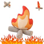 Funny Campfire Plush,17.7 in Simulation Fake Campfire Pillow, Soft Stuffed Cartoon Fire Doll Campfire Firewood Toys, Simulation Bonfire Plush Toy for Outdoor Camping Room Decor Kids Gifts (17.7 in)-1
