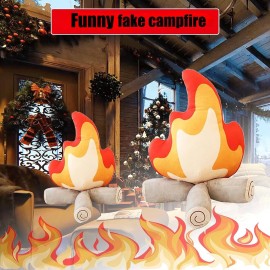 Funny Campfire Plush,17.7 in Simulation Fake Campfire Pillow, Soft Stuffed Cartoon Fire Doll Campfire Firewood Toys, Simulation Bonfire Plush Toy for Outdoor Camping Room Decor Kids Gifts (17.7 in)-1