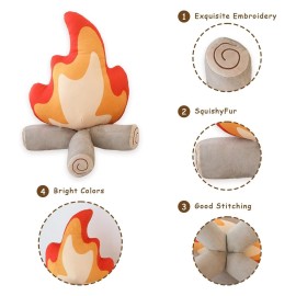 Funny Campfire Plush,17.7 in Simulation Fake Campfire Pillow, Soft Stuffed Cartoon Fire Doll Campfire Firewood Toys, Simulation Bonfire Plush Toy for Outdoor Camping Room Decor Kids Gifts (17.7 in)-1