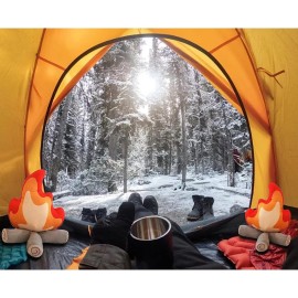 Funny Campfire Plush,17.7 in Simulation Fake Campfire Pillow, Soft Stuffed Cartoon Fire Doll Campfire Firewood Toys, Simulation Bonfire Plush Toy for Outdoor Camping Room Decor Kids Gifts (17.7 in)-1