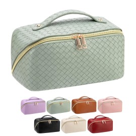VERNASSA Large Capacity Travel Makeup Bag for Women, Waterproof Portable Cosmetic Bag with Compartments, Foldable Flat Lay Design for Easy Access, Perfect for Toiletries & Beauty Essentials (Green) VERNASSA Large Capacity Travel Makeup Bag for Women, Waterproof Portable Cosmetic Bag with Compartments, Foldable Flat Lay Design for Easy Access, Perfect for Toiletries & Beauty Essentials (Green)