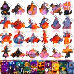 TOANWOD 24PCS Halloween Party Favors Mini Fidget Pop Keychain: Halloween Toys Bulk Cheap - Trick or Treat Toys Non Candy - Goody Bag Stuffers for Kids Classroom School Prizes (24Keychains + 24Cards)