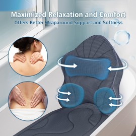 Poemland Luxury Thick Full Body Bath Pillows Mat & Cushion for Bathtub Headrest Neck Shoulder Support Comfort Relaxation Spa Accessories Perfect for a Spa Soak in Bathtub (Gray)