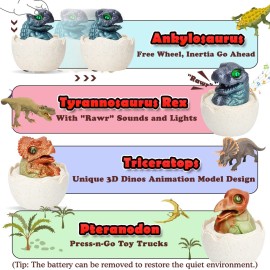 zinat Dinosaur Eggs Toy, 4 Park Eggs with Dinosaurs Inside, Easter Basket Stuffers, Dinosaur Toys Easter Gifts for Kids Ages 3 5 6 7 Year Old