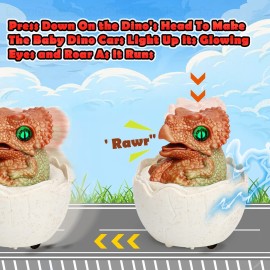 zinat Dinosaur Eggs Toy, 4 Park Eggs with Dinosaurs Inside, Easter Basket Stuffers, Dinosaur Toys Easter Gifts for Kids Ages 3 5 6 7 Year Old