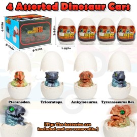 zinat Dinosaur Eggs Toy, 4 Park Eggs with Dinosaurs Inside, Easter Basket Stuffers, Dinosaur Toys Easter Gifts for Kids Ages 3 5 6 7 Year Old