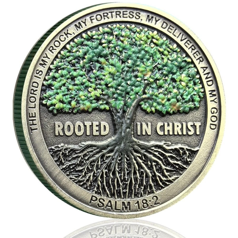 LZWIN Rooted in Christ Solid Christian Challenge Coin A Symbol of Faith and Strength in Lord Coin Collection