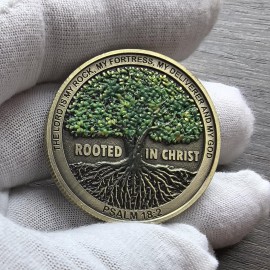LZWIN Rooted in Christ Solid Christian Challenge Coin A Symbol of Faith and Strength in Lord Coin Collection