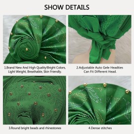 Nigerian Headtie African Head Wraps Already Made Auto Gele African Turban Cap for Party (Green) Nigerian Headtie African Head Wraps Already Made Auto Gele African Turban Cap for Party (Green)