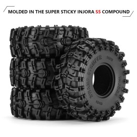 INJORA 1.0 Tires - S5 Swamp Stomper Crawler Tires for TRX4M AX24 SCX24 FCX24 1/18 1/24 RC Crawler Car, 63 * 24mm, T1018