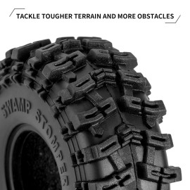 INJORA 1.0 Tires - S5 Swamp Stomper Crawler Tires for TRX4M AX24 SCX24 FCX24 1/18 1/24 RC Crawler Car, 63 * 24mm, T1018