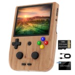 RG405V Handheld Game Console 4 IPS Touch Screen Android 12 Unisoc Tiger T618 64-bit Game Player Built-in 5500mAh Battery 128G TF Card with 3154 Games(RG405V Wood)